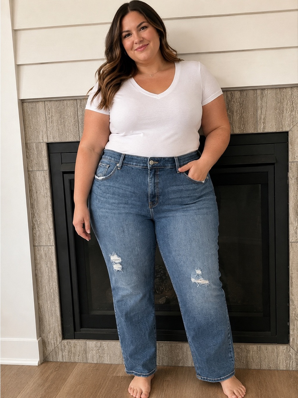 Torrid Bombshell Straight Jeans 30S Distressed Premium Stretch Plus Size